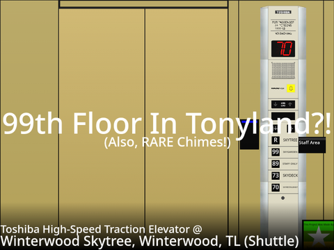 Toshiba High-Speed Traction Elevator @ Winterwood Skytree, Winterwood, Tonyland (Shuttle)