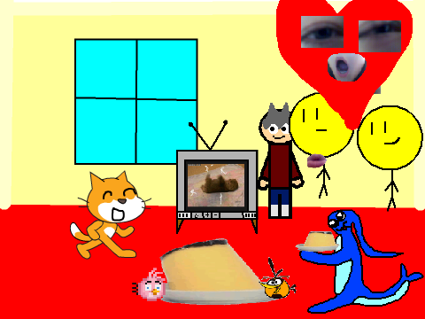 Add yourself Watching cat vs stickman eating jelly!