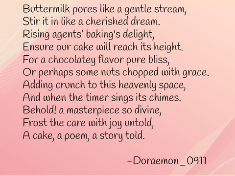 A Cake Embrace (Poetry Originally by Doraemon_0911) 