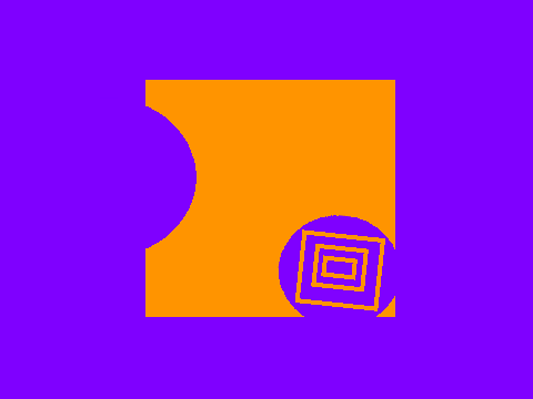 Orange Square, Purple Circle