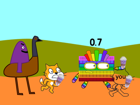 Add yourself running away from Grimace chasing you riding an emu [1.1]