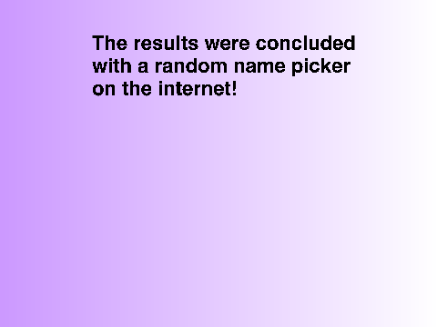 Raffle Winners!!!!!!!!!