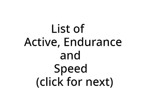 Active, Endurance or Speed List