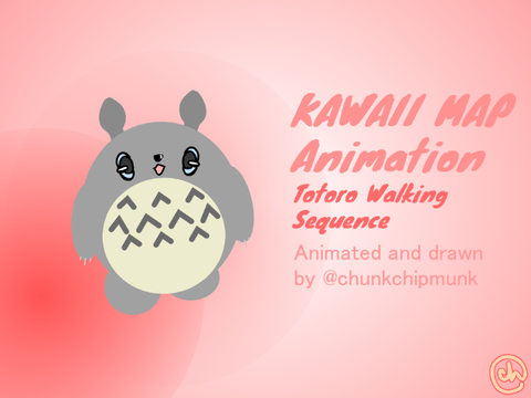 Kawaii Map Animation - Totoro Walking Sequence
