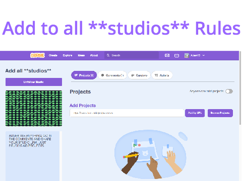 ADD to all **studios** rules