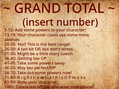 (Remix version) Character OP/Mary Sue Test remix