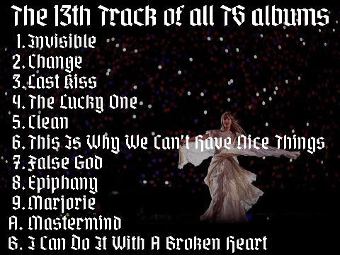 The 13th track of all TS albums