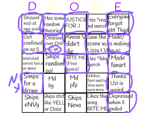 Murder drones bingo