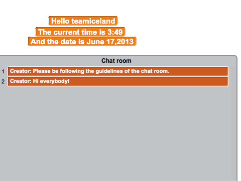 Chat room and clock.