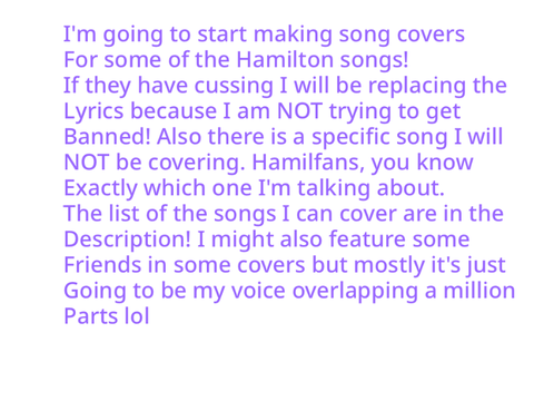 Which Hamilton songs should I make covers of first?