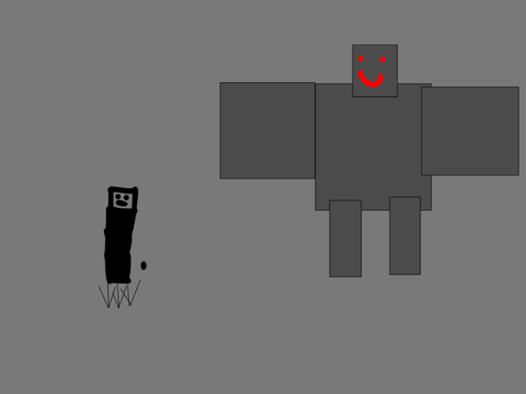 Evil golem and wired black thingy with a face