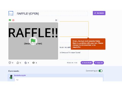 Not letting me add you to the Raffle
