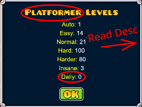 Geometry Dash Discovery! Daily Platformer Levels Coming Soon? (Read Desc)