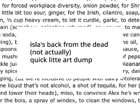 isla's back from the dead (not really)