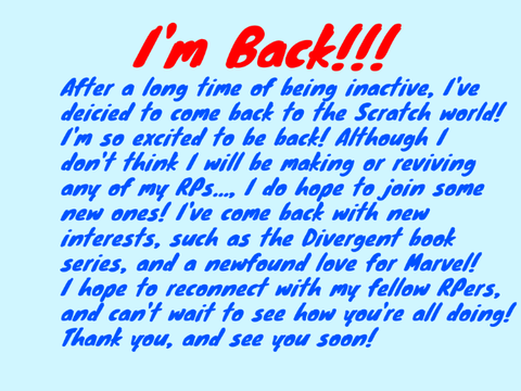 I'm Baaaack!!!
