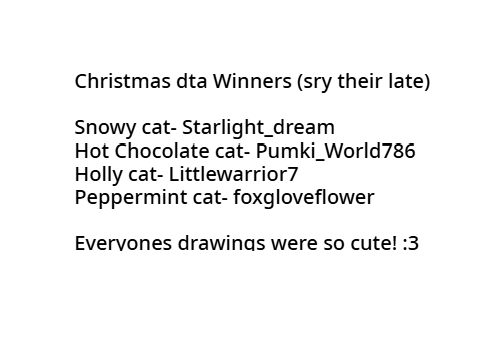 Christmas dta Winners