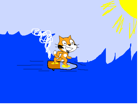 scratch cat surf board