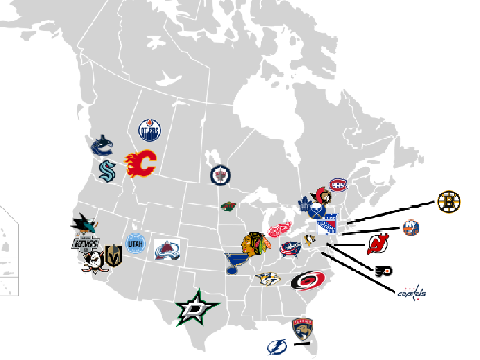NHL teams map
