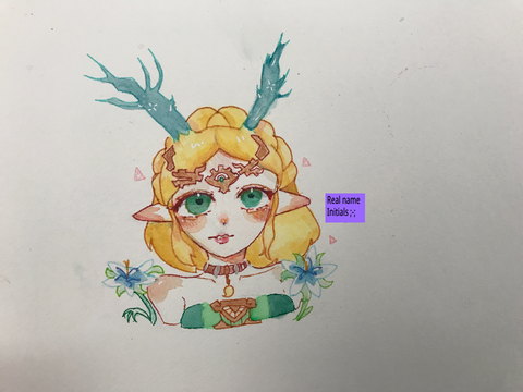 Crunchy Watercolour Traditional Zelda Art yay