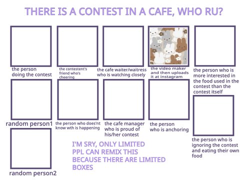 There is a contest in a cafe. who ru?
