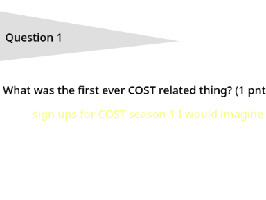 COST [R] 2A: I didnt study for this