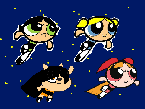 flying with the powerpuff girls!