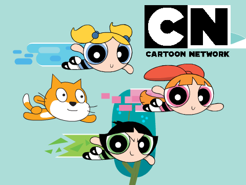 The Powerpuff Girls Flying With Scratch Cat