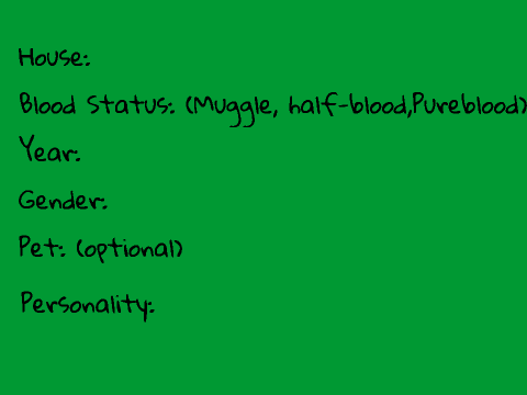 Hogwarts RP Sign-Up Sheet