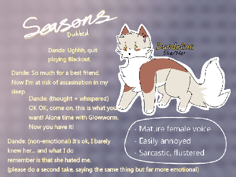 *ੈ✩‧ seasons dubbed auditions || dandelion !!
