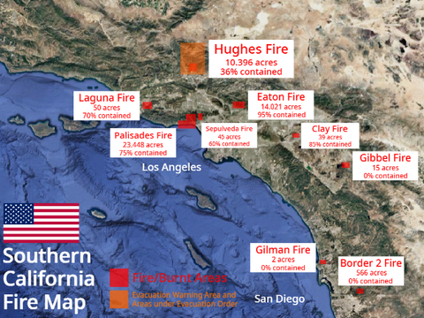 SoCal Fire Update 2100 1/23/2025