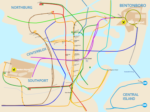Bloxia City Subway Hertz styled map