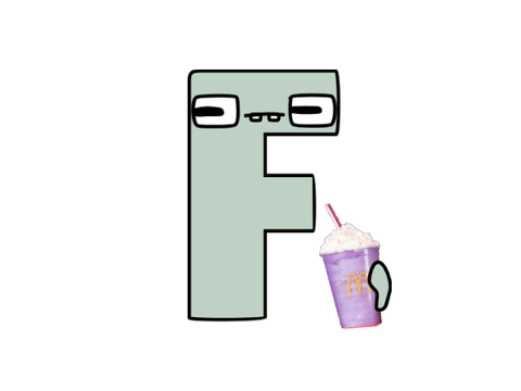 F drinks The Grimace Shake