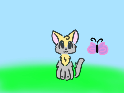 Cute Cat and Butterfly