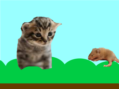 Baby cat and baby mouse