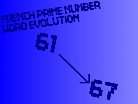 French Prime Number Word Morph [ 61 --> 67 ]