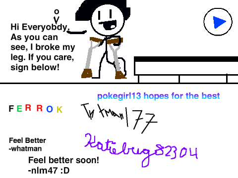 ScratchMarziale broke his leg! (I signed :D)