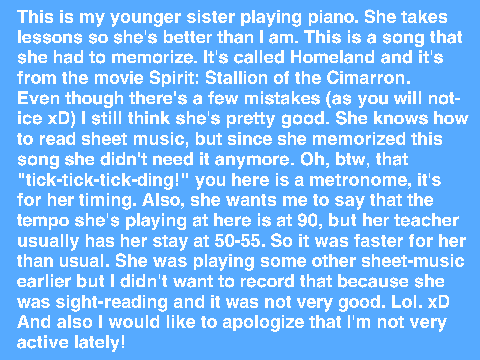 My sister playing piano