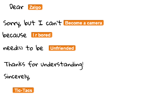 Random Excuse Generator CreepyPasta Version