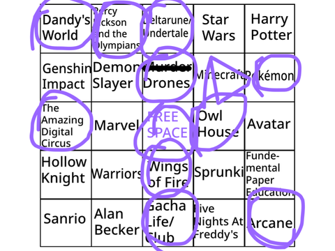 Fandom Bingo! remix