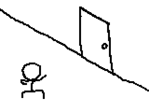 Dude attacking a door.