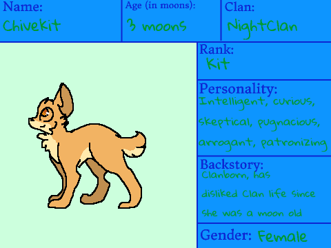 Warriors of DawnClan RP- Chivekit and Violetclaw