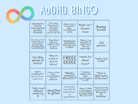 AuDHD Bingo