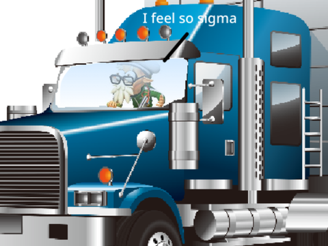Cap'n in a semi truck 