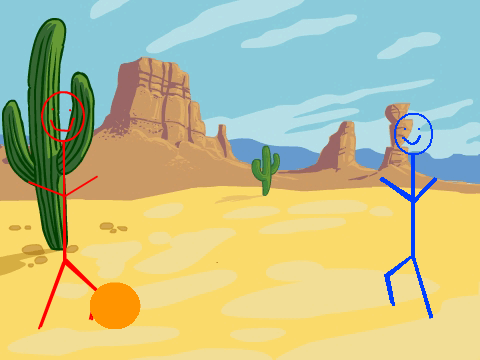 kicking orange ball
