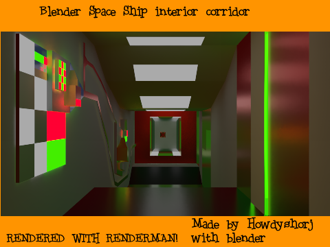 Blender Spaceship interior corridor