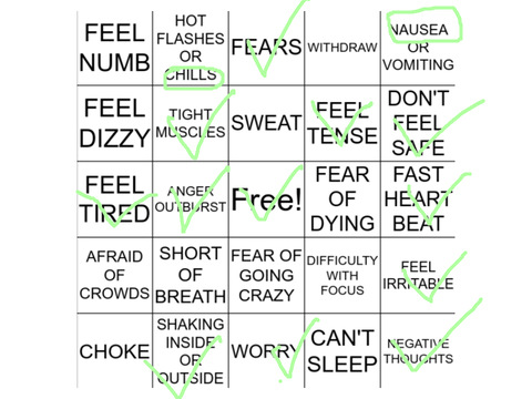 Anxiety Bingo…