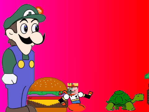 Add yourself running/flying from Weegee in a burger field remix