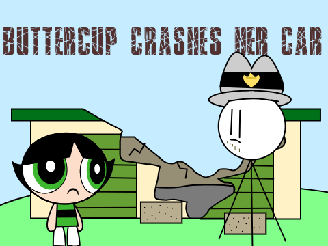 buttercup crashes her car