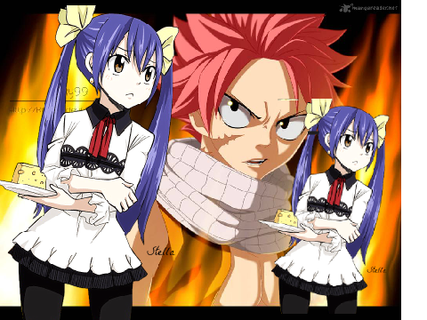 a moving wendy with a natsu backround