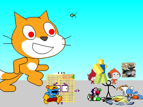 Add Yourself Running Away From the Evil scratch cat!. remix